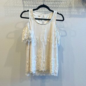 Maurices Cream Cold Shoulder Lace Top